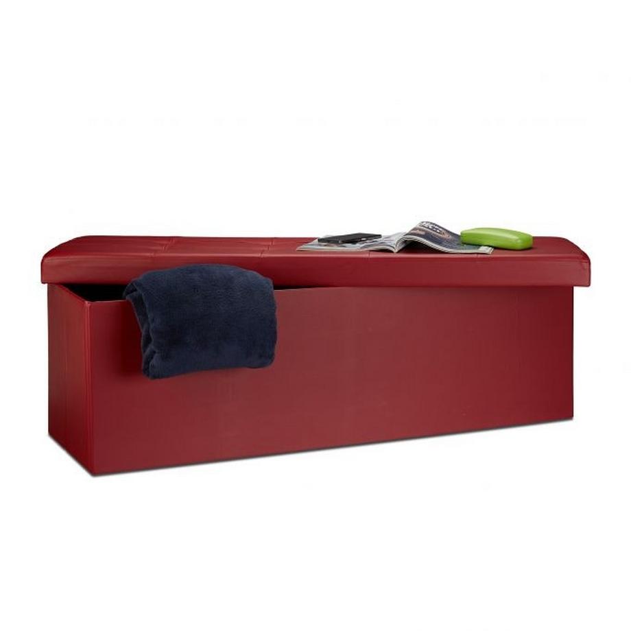 Banc de rangement pliable en cuir artificiel