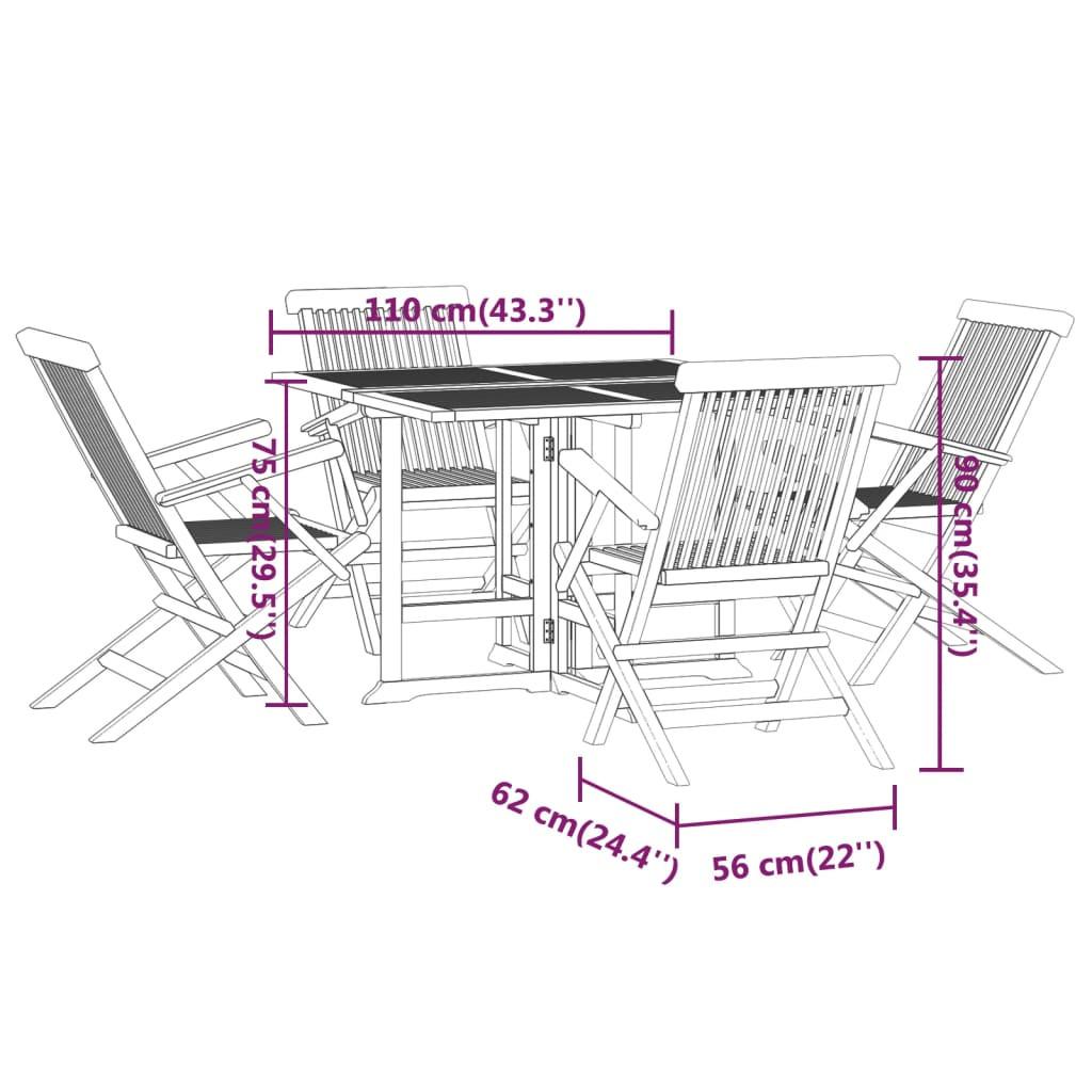 VidaXL Ensemble de salle à manger d'extérieur teck  