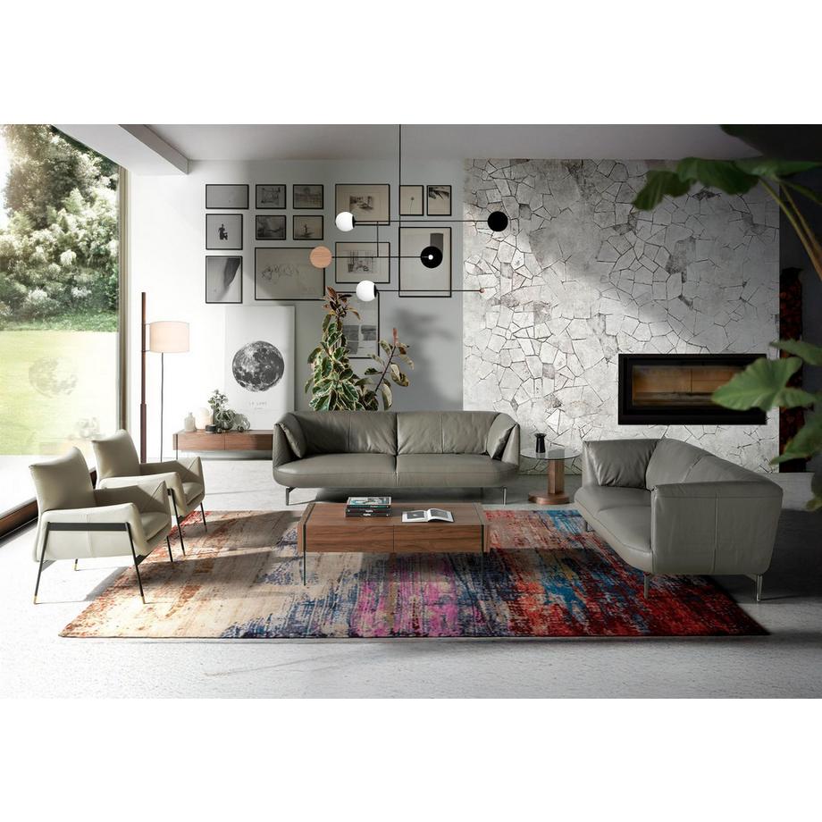 ANGEL CERDA Poltrona in pelle grigio perla  