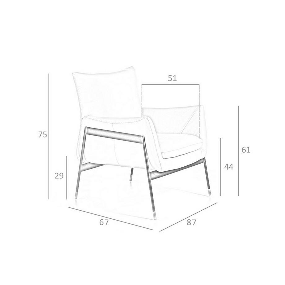 ANGEL CERDA Poltrona in pelle grigio perla  