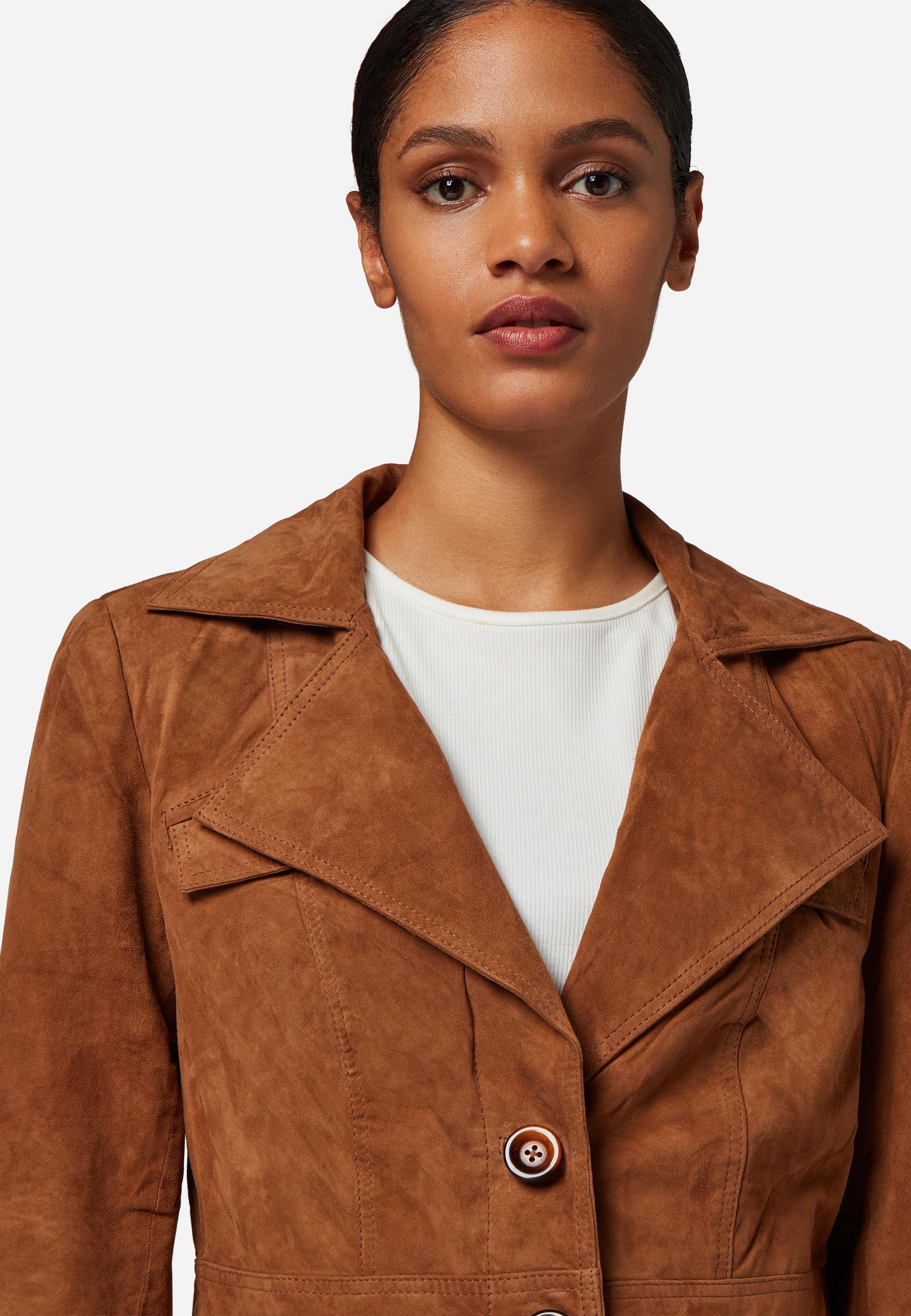 RICANO  Manteau en cuir  Lucy, avec boutons et col réversible 