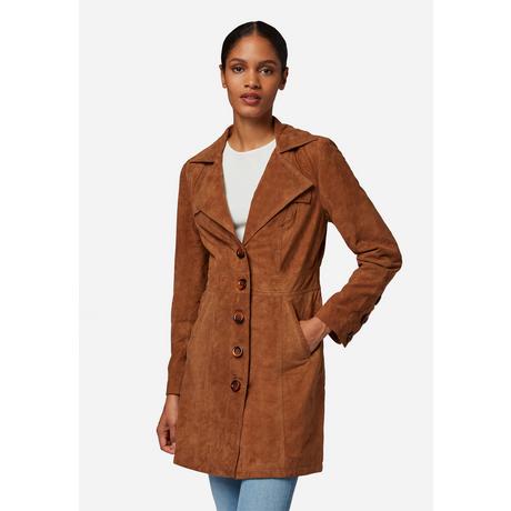 RICANO  Manteau en cuir  Lucy, avec boutons et col réversible 