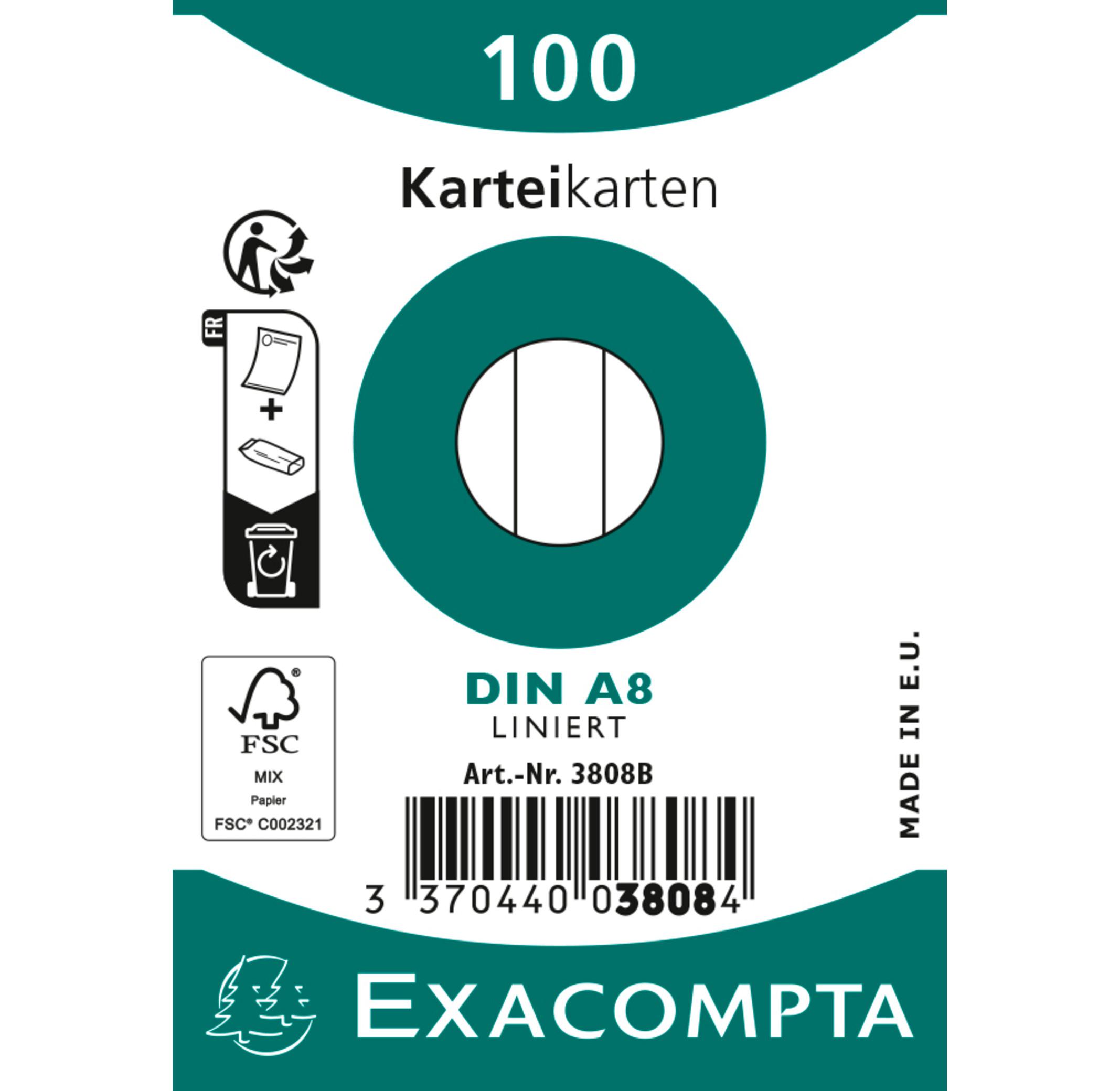 Exacompta Confezione 100 cartoncini bristol a righe non perforati 55x74mm - x 48  