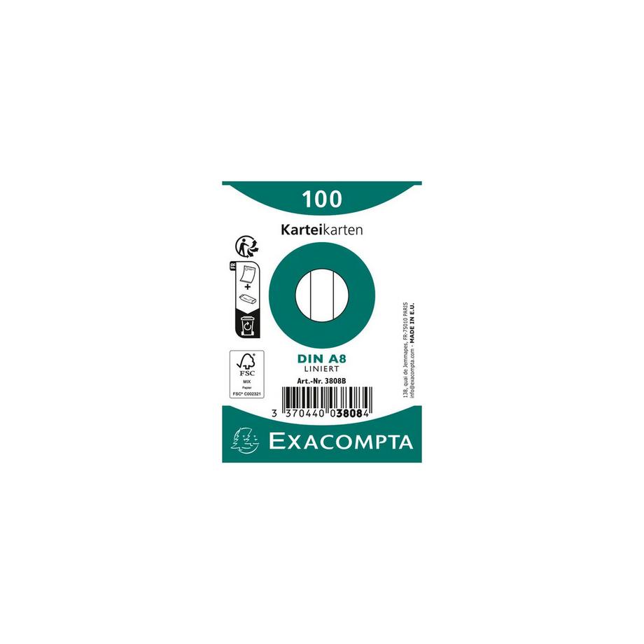 Confezione 100 cartoncini bristol a righe non perforati 55x74mm - x 48