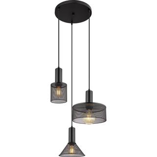 mutoni Lampe à suspension Jedd métal noir 3xE27  