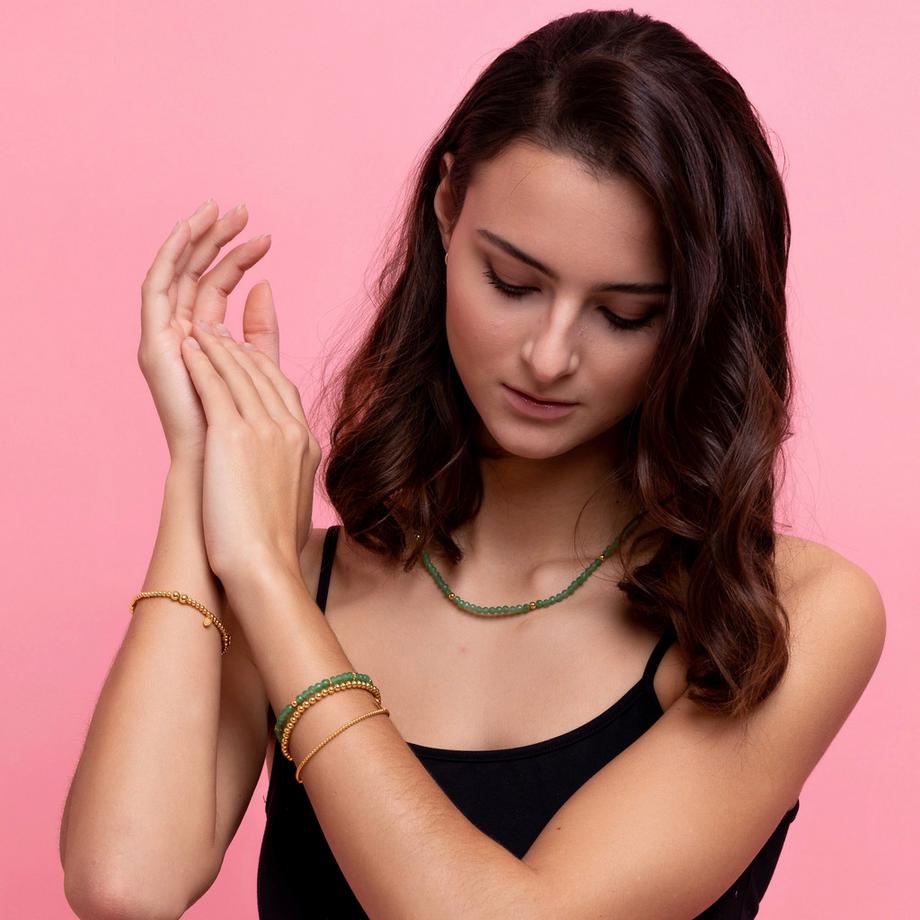 Balibay  Luana  Armband mit Aventurin und Silber vergoldet 