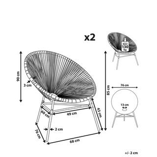 Beliani Lot de 2 chaises de jardin en Polyrotin Boho ACAPULCO  