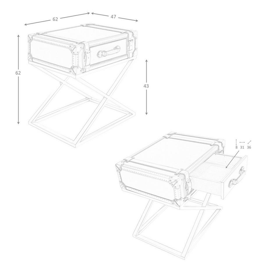 ANGEL CERDA Tavolino rettangolare in pelle e acciaio dorato  