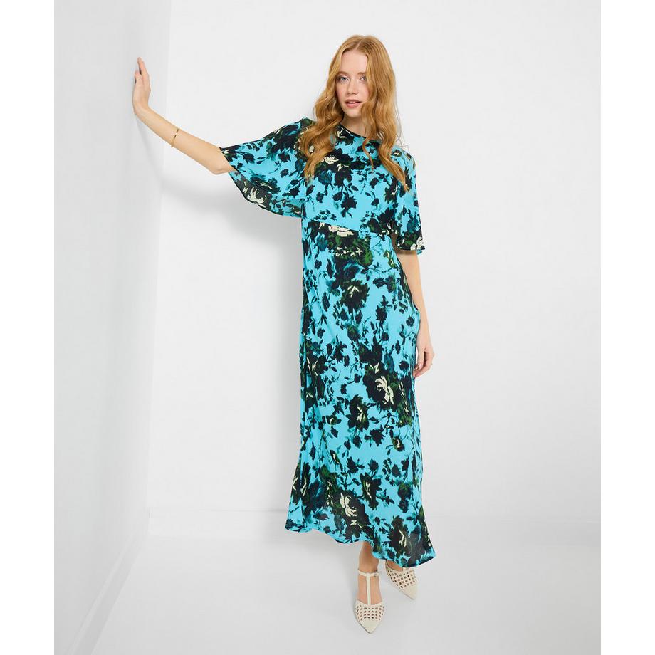 Robe midi motif rose texturée