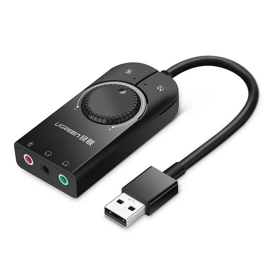 UGREEN USB-Adapter für externe Stereo-Soundkarte, 15 cm – Schwarz