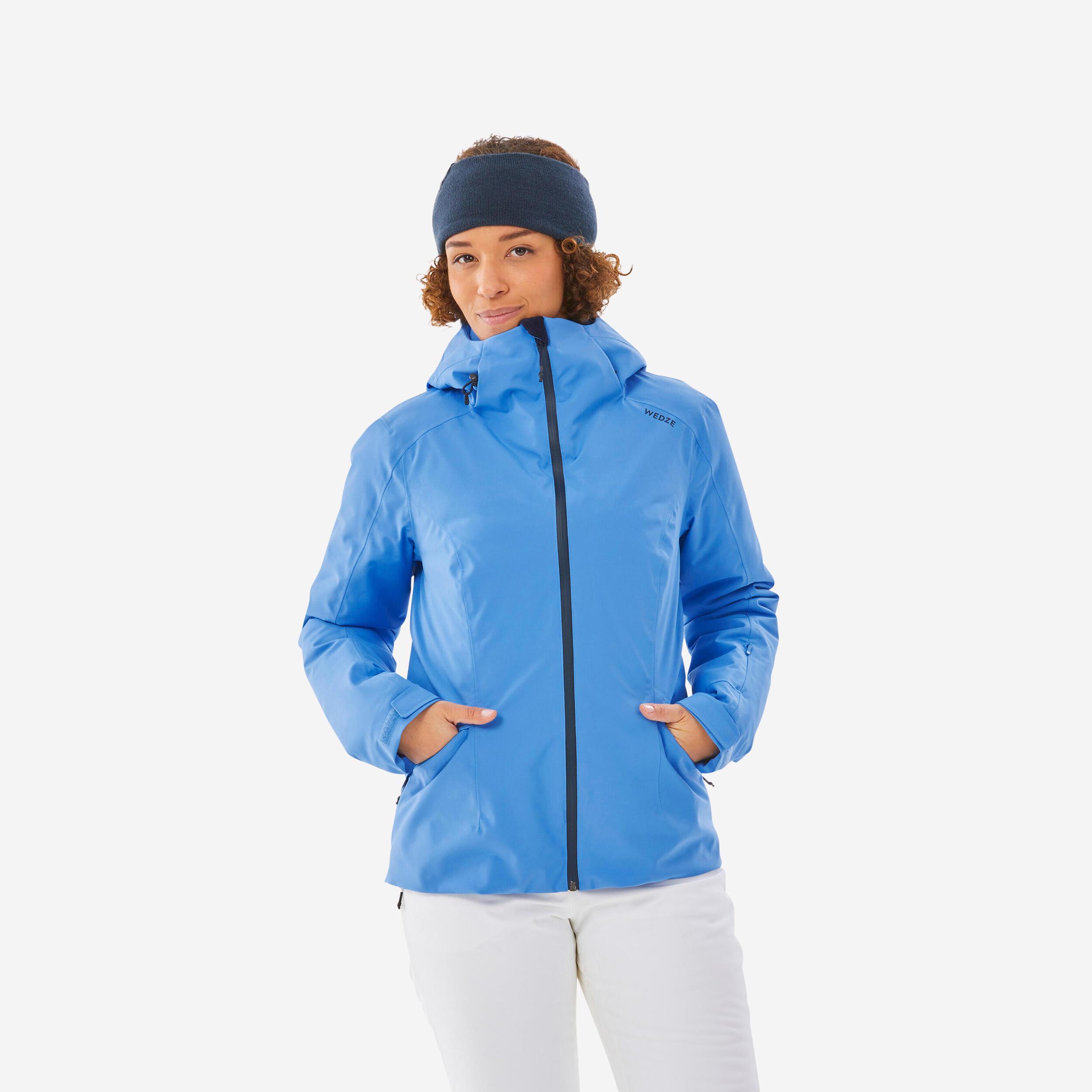 Image of Skijacke Warm Piste - 500 Damen Blau Bedruckt M