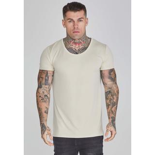 Sik Silk  T-Shirt Muscle Fit T-Shirt in Ecru 