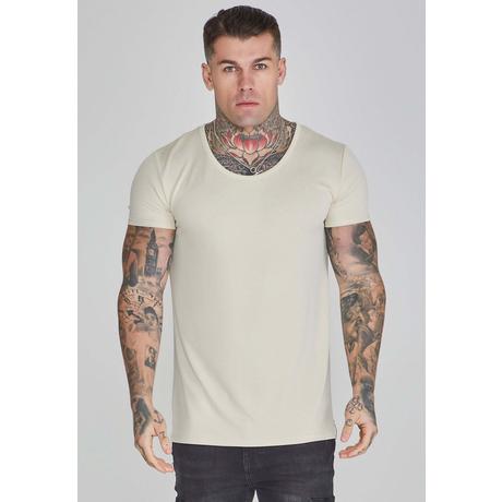 Sik Silk  T-Shirt Muscle Fit T-Shirt in Ecru 