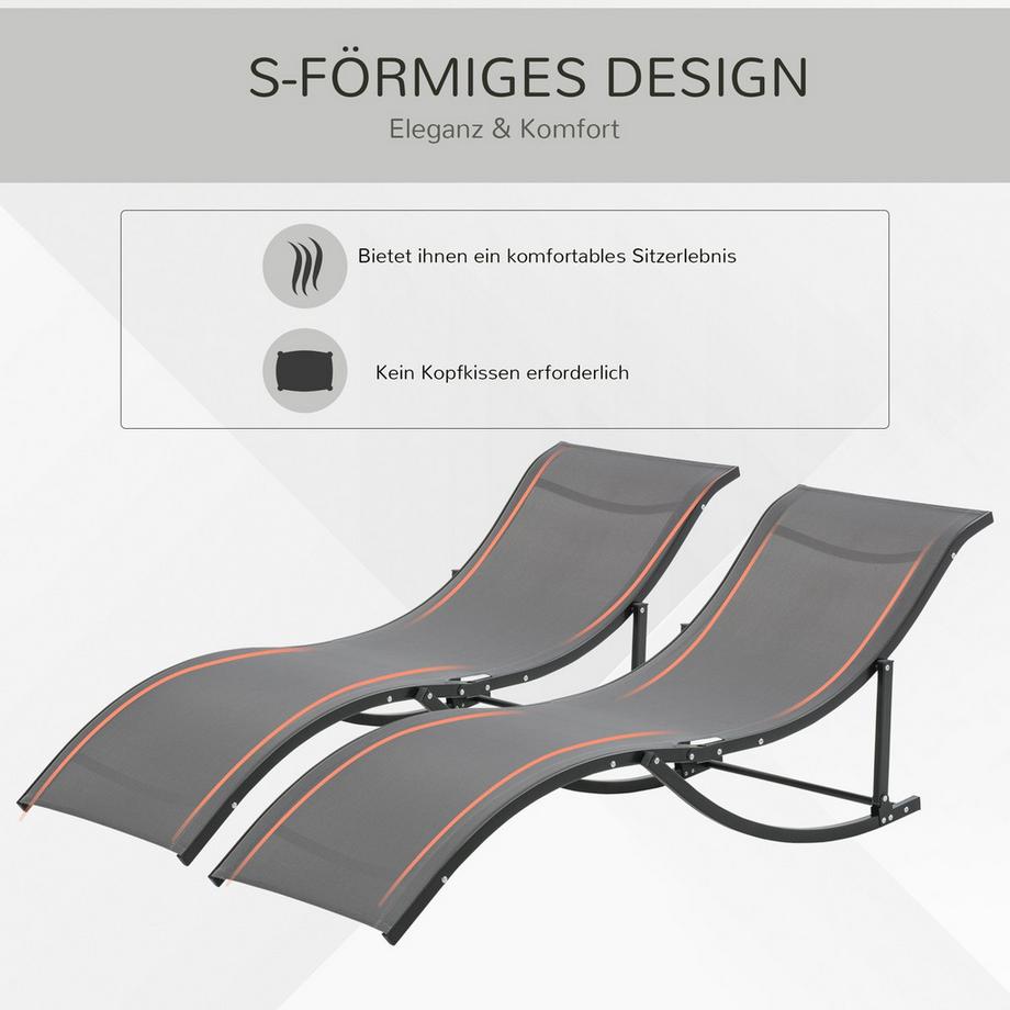 Northio 2Er Set Sonnenliege Gartenliegen Stoffliege Relaxliege Ergonomisch Aluminium Texteline Dunkelgrau 165 X 61 X 63 Cm  