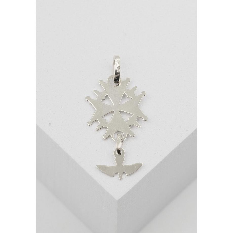 MUAU Schmuck  Anhänger Hugenotten-Kreuz Weissgold 750, 32x15mm 