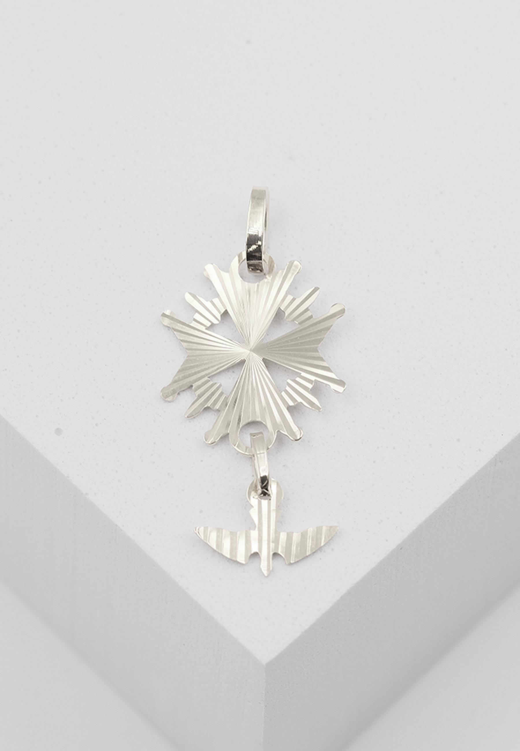 MUAU Schmuck  Pendentif croix huguenote en or blanc 750, 32x15mm 