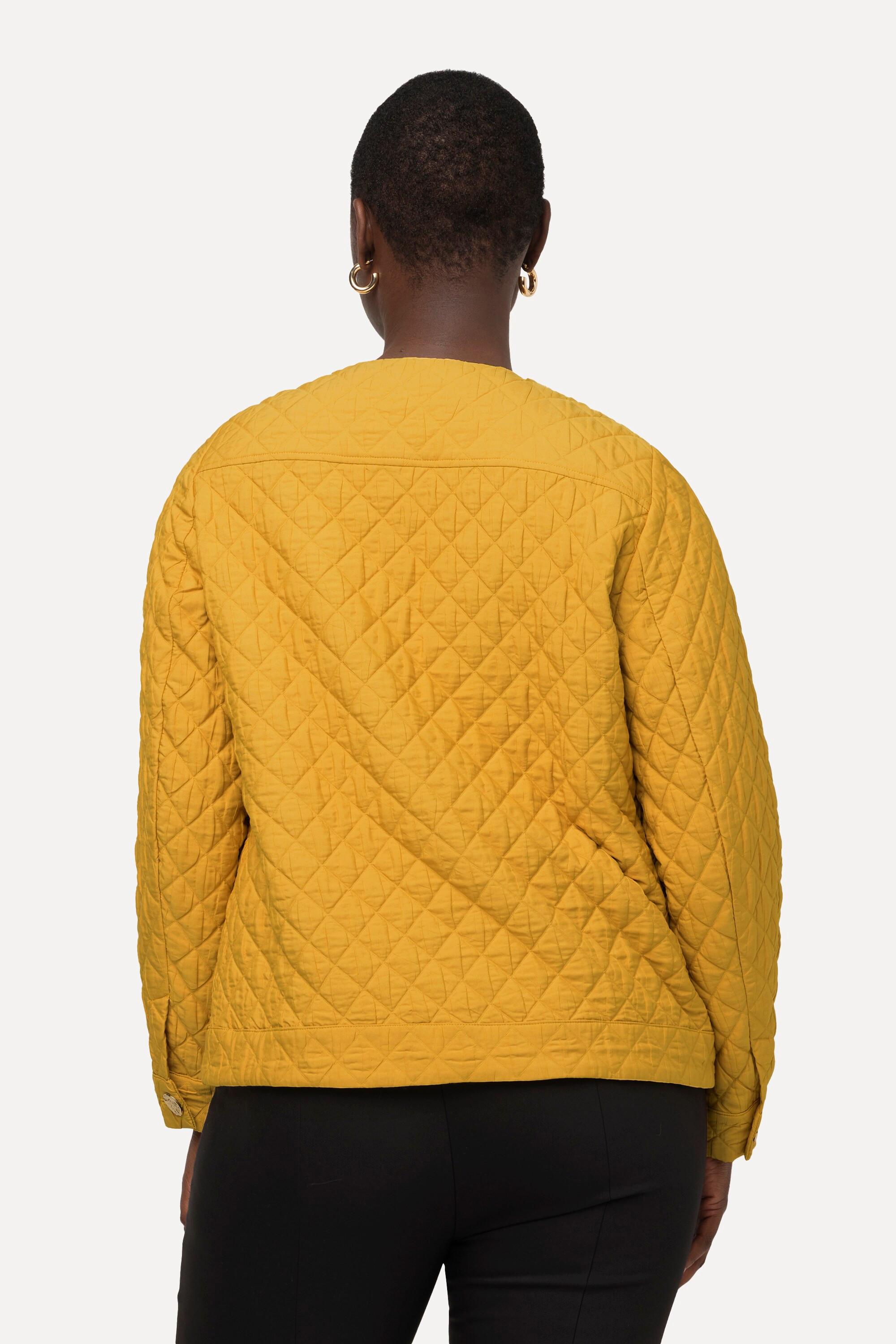 Ulla Popken Giacca Corta Trapuntata Scollo Rotondo Abbottonatura  