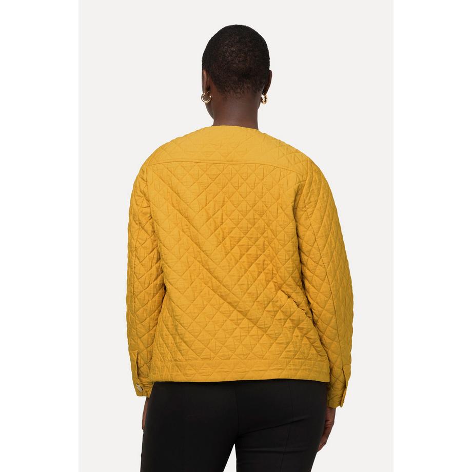 Ulla Popken Veste Courte Matelassée Col Rond Patte de Boutonnage  