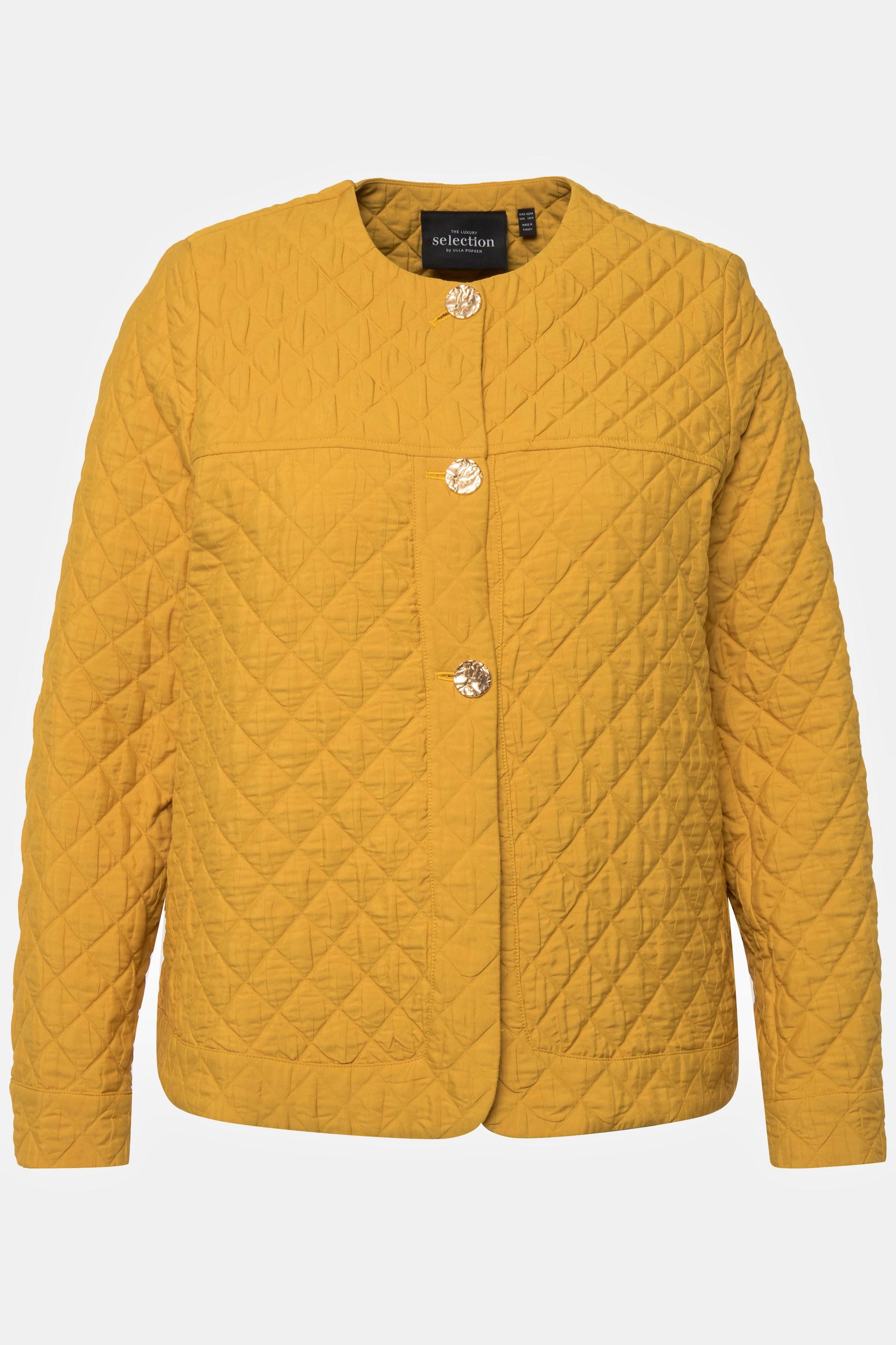 Ulla Popken Giacca Corta Trapuntata Scollo Rotondo Abbottonatura  