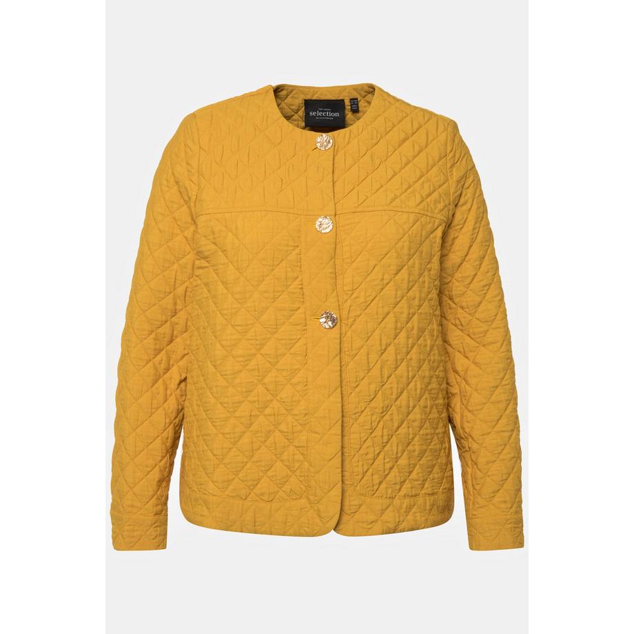 Ulla Popken Veste Courte Matelassée Col Rond Patte de Boutonnage  