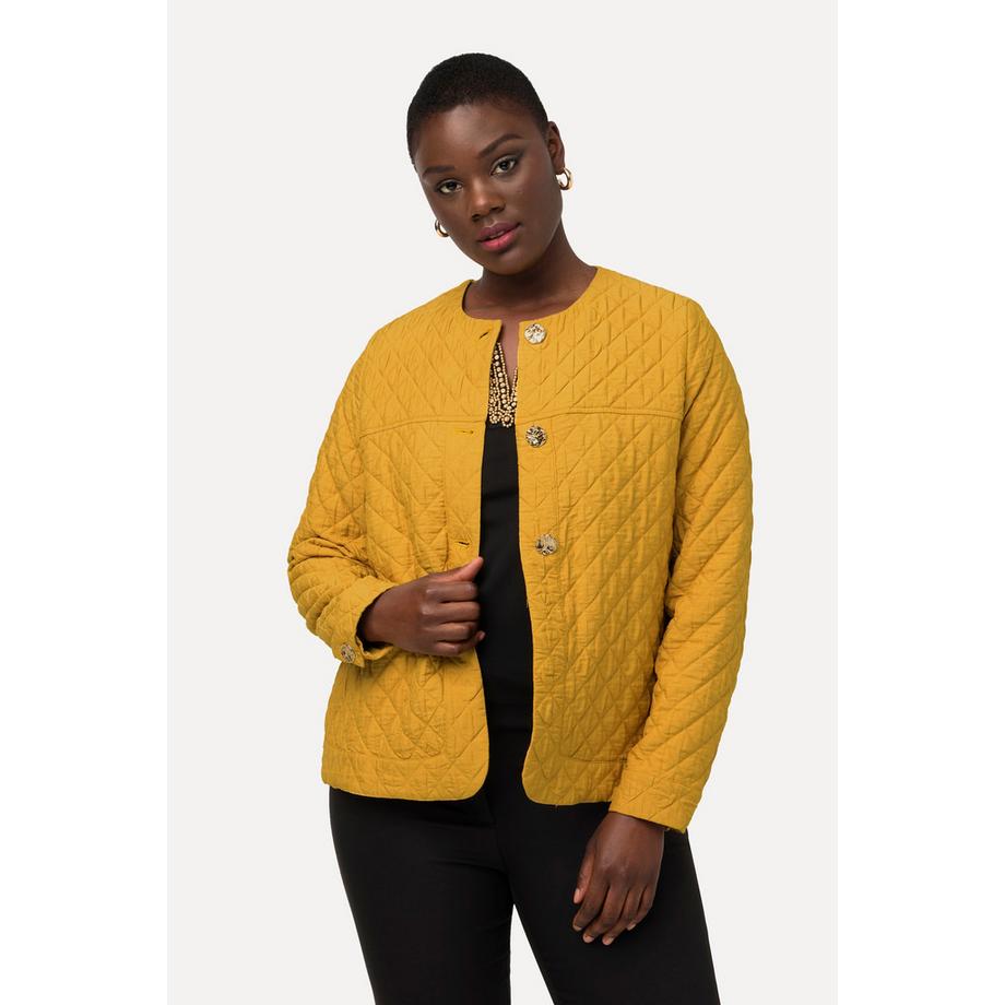 Ulla Popken Veste Courte Matelassée Col Rond Patte de Boutonnage  