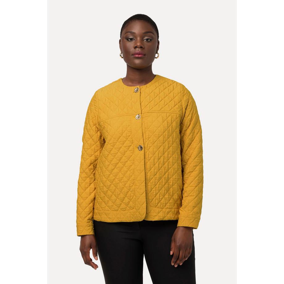 Ulla Popken Veste Courte Matelassée Col Rond Patte de Boutonnage  