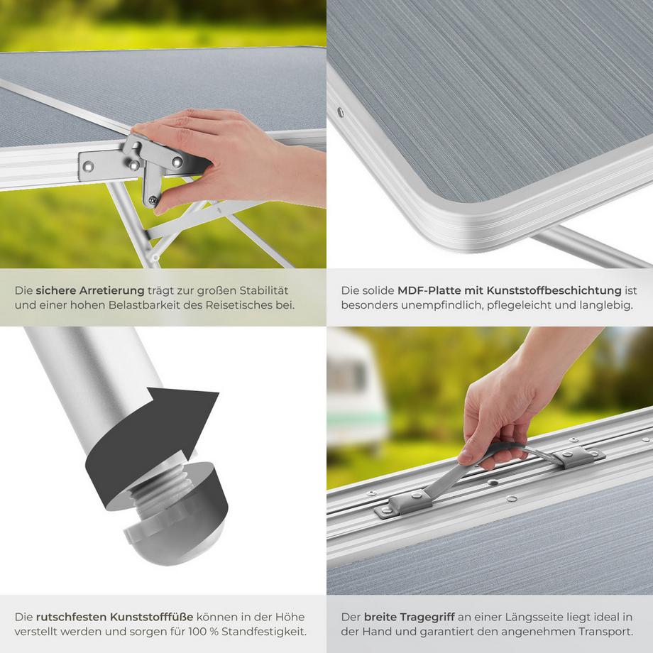 Tectake  Campingtisch Jumbo klappbar Aluminiumgestell und MDF-Platten 