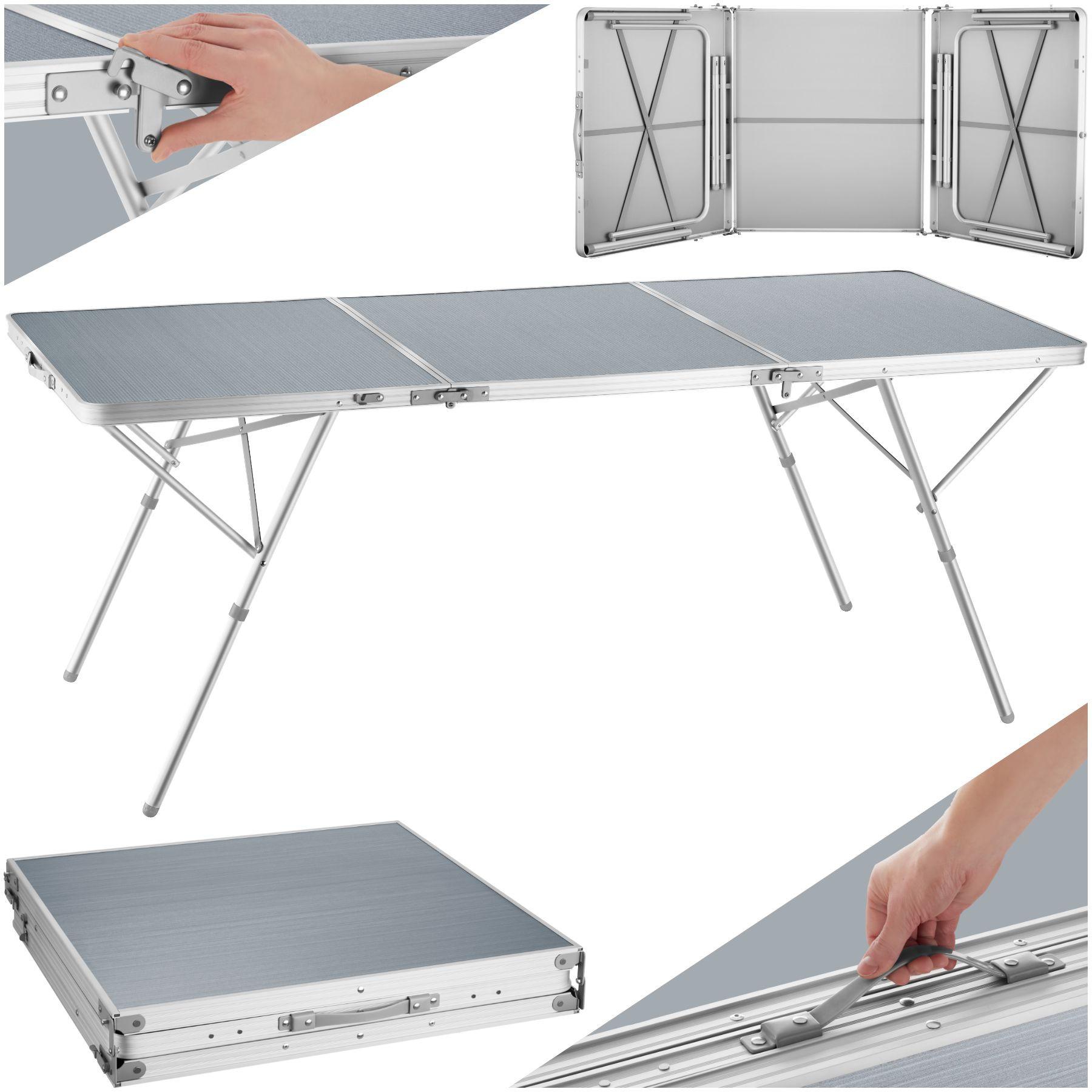 Tectake  Table pliante Jumbo en aluminium avec poignée de transport 180x70x70,5cm 