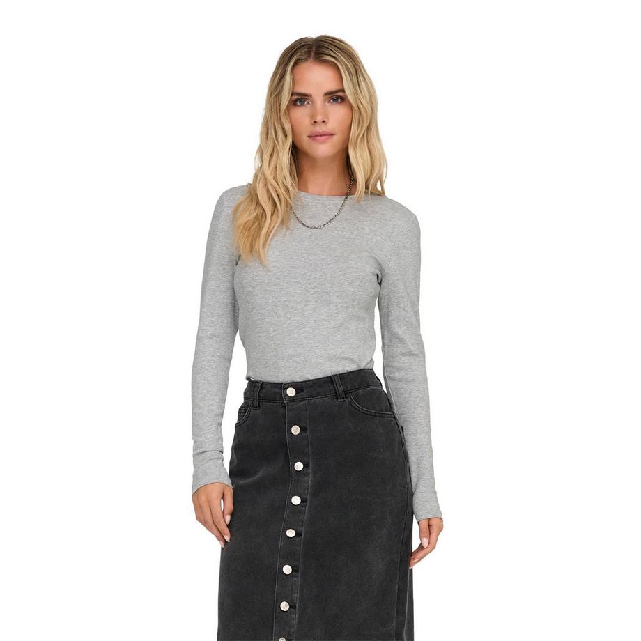 ONLY Riley O-Neck Slim Fit Top Maniche Lunghe  