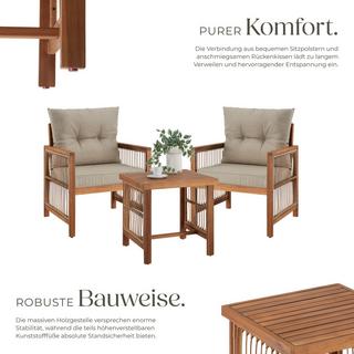 Tectake Set salottino Eivissa design a corda imbottitura  