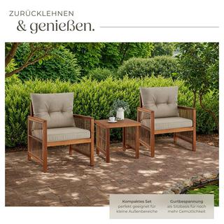 Tectake Set salottino Eivissa design a corda imbottitura  