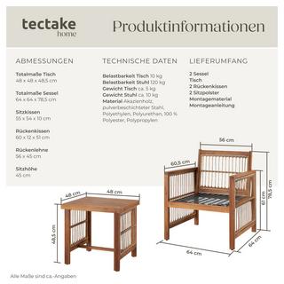 Tectake Set salottino Eivissa design a corda imbottitura  