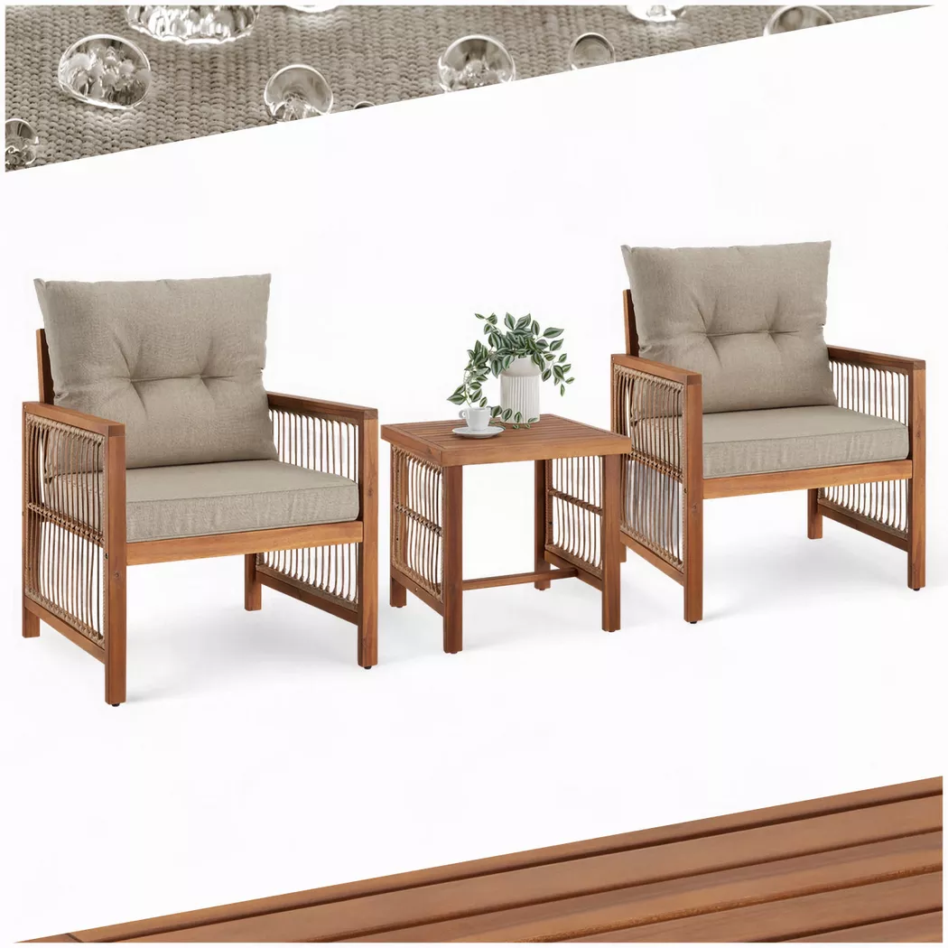 tectake Garden Furniture Set Eivissa in Natural | Size: 2 Seater