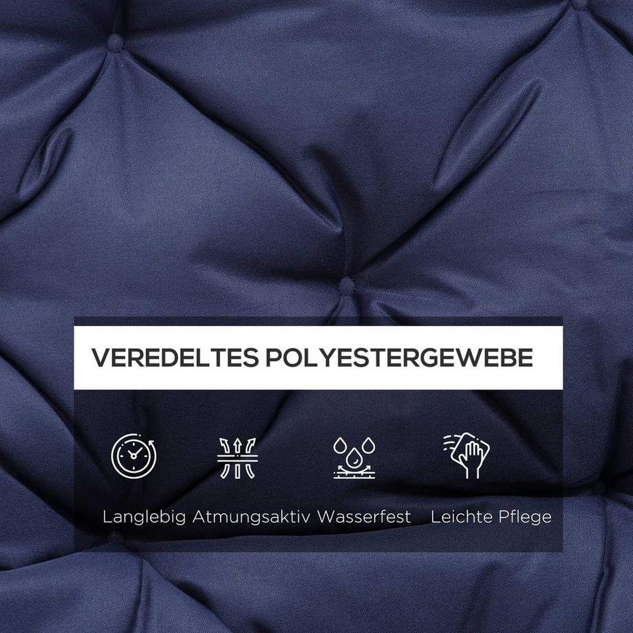 Northio 3 Sitzer Bankauflage 150x98x8 cm, Bankkissen mit Bändern, Sitzkissen, Outdoor/Indoor Stuhlkissen, Sitzauflage, Sitzpolster für Gartenmöbel, Fensterbank Sitzbank, Hollywoodschaukel, Dunkelblau  