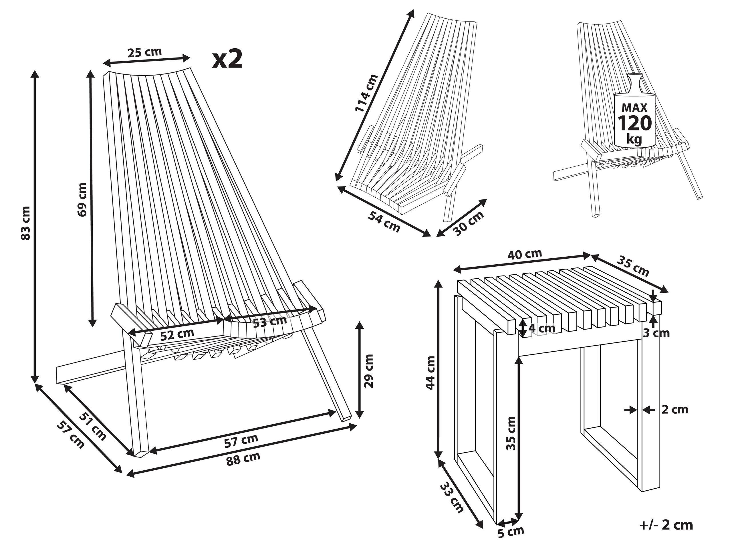 Beliani Bistro Set aus Akazienholz Rustikal BELLANO  