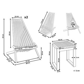 Beliani Bistro Set aus Akazienholz Rustikal BELLANO  