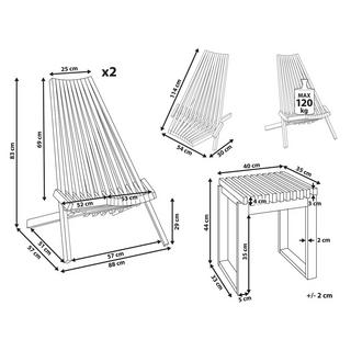 Beliani Bistro Set aus Akazienholz Rustikal BELLANO  