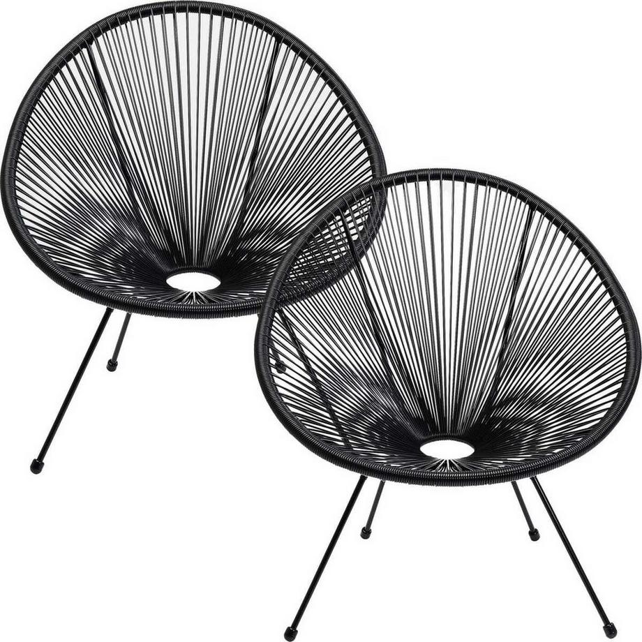 KARE Design Fauteuil Acapulco Mono noir (lot de 2)  