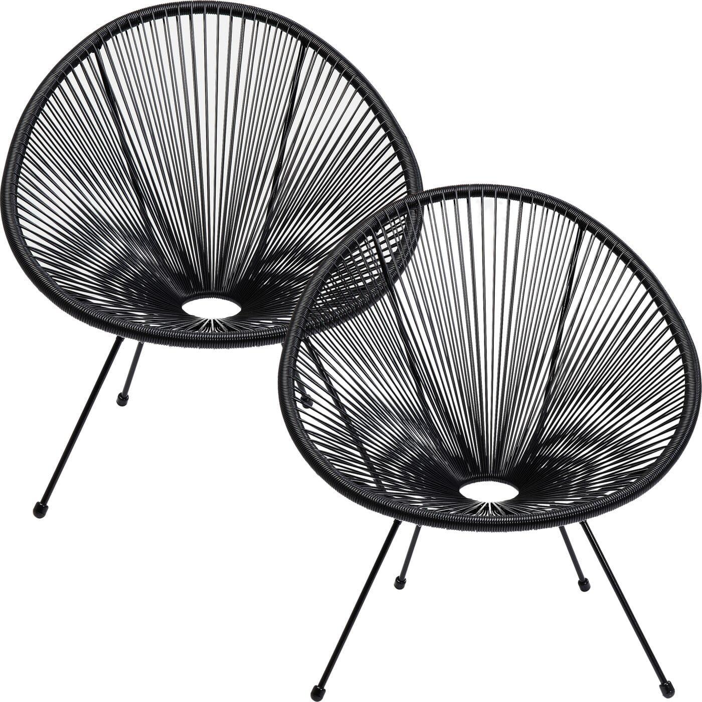 KARE Design Fauteuil Acapulco Mono noir (lot de 2)  