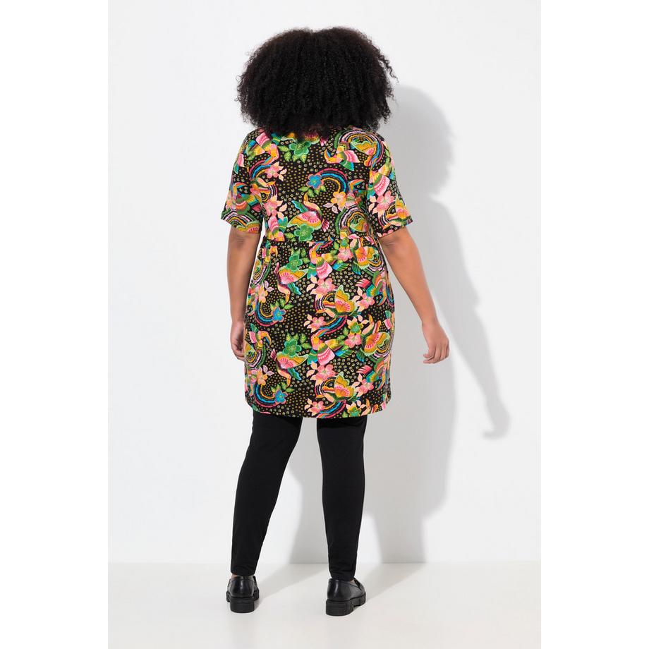 Ulla Popken A-Linie Tunika-Ausschnitt Halbarm Longshirt  