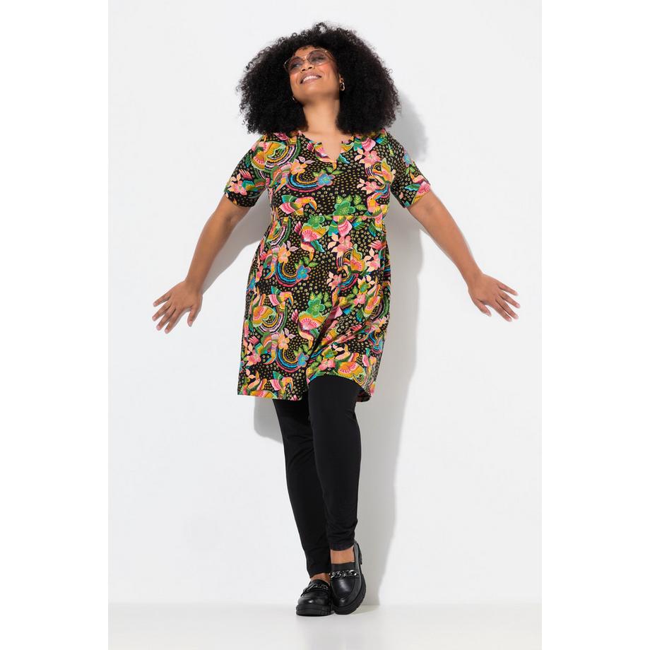 Ulla Popken A-Linie Tunika-Ausschnitt Halbarm Longshirt  