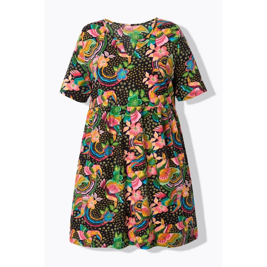 Ulla Popken A-Linie Tunika-Ausschnitt Halbarm Longshirt  