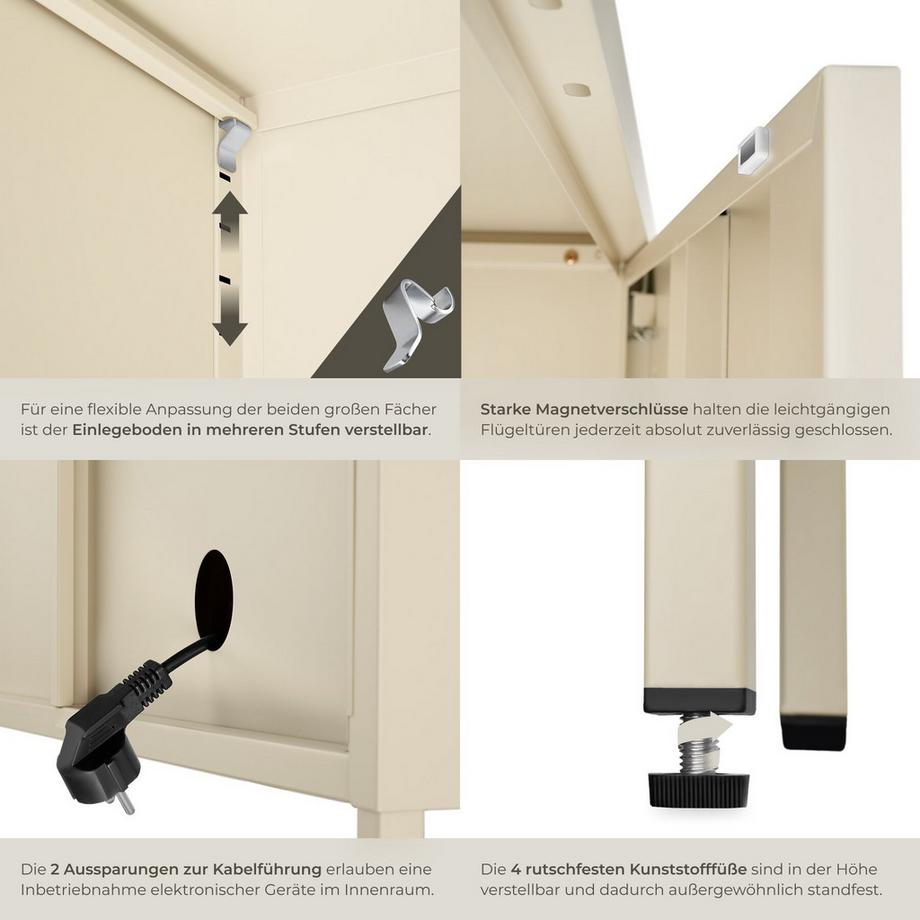 Tectake Sideboard Baker 2 Türen mit Magnetverschluss, einzeln abschließbar verstellbarer Zwischenboden  