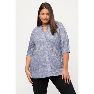 Ulla Popken  Bluse, A-Linie, Rundhals, 3/4-Arm, Biobaumwolle 