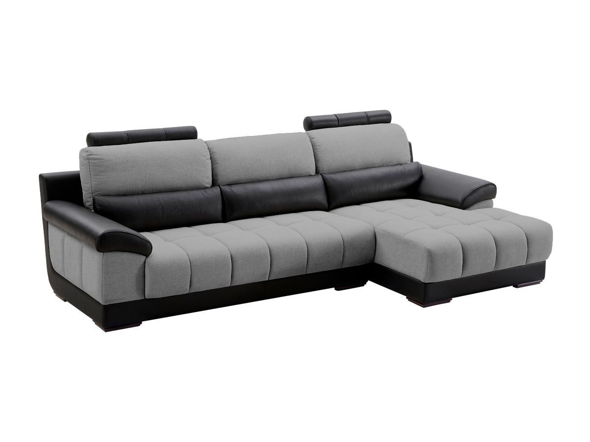 Image of Ecksofa - Ecke Rechts - Stoff & Leder - Schwarz & Grau - ARAGON Ecksofa - Ecke Rechts - Stoff & Leder - Schwarz & Grau - ARAGON