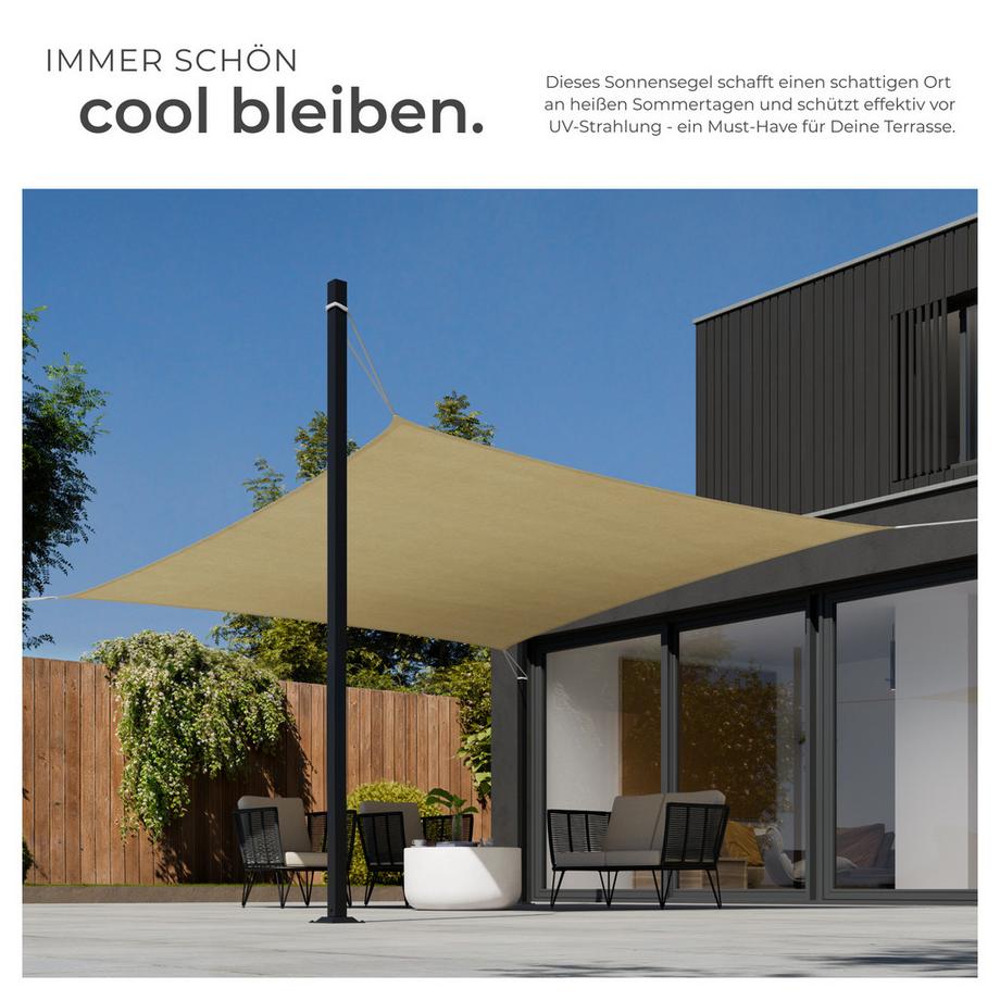 Tectake Sonnensegel  rechteckig mit UV-Schutz 50+ für Balkon, Garten und Terrasse  