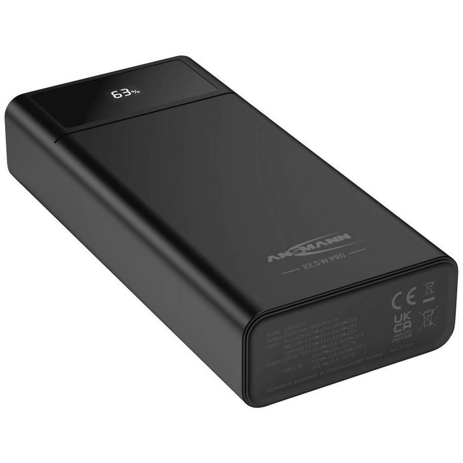 ANSMANN  PB322PD Powerbank 24000 mAh LiPo USB-A, USB-C® Schwarz 