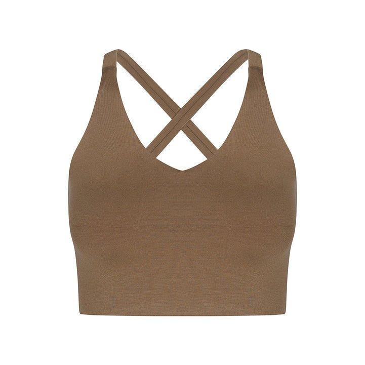 Image of Yoga Bustier - 'iris' - Sportlich Und Komfortabel Damen Taupe S