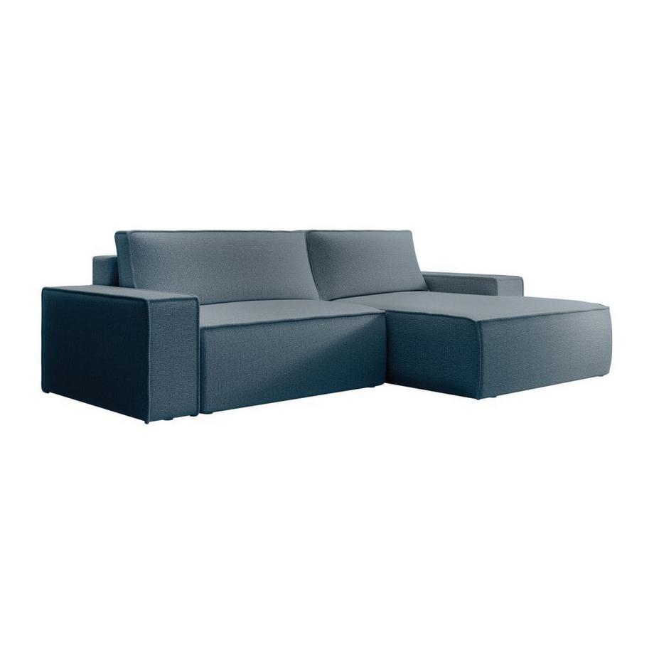 Vente-unique Ecksofa mit Schlaffunktion - Ecke rechts - Strukturstoff - Blau - AMELIA  