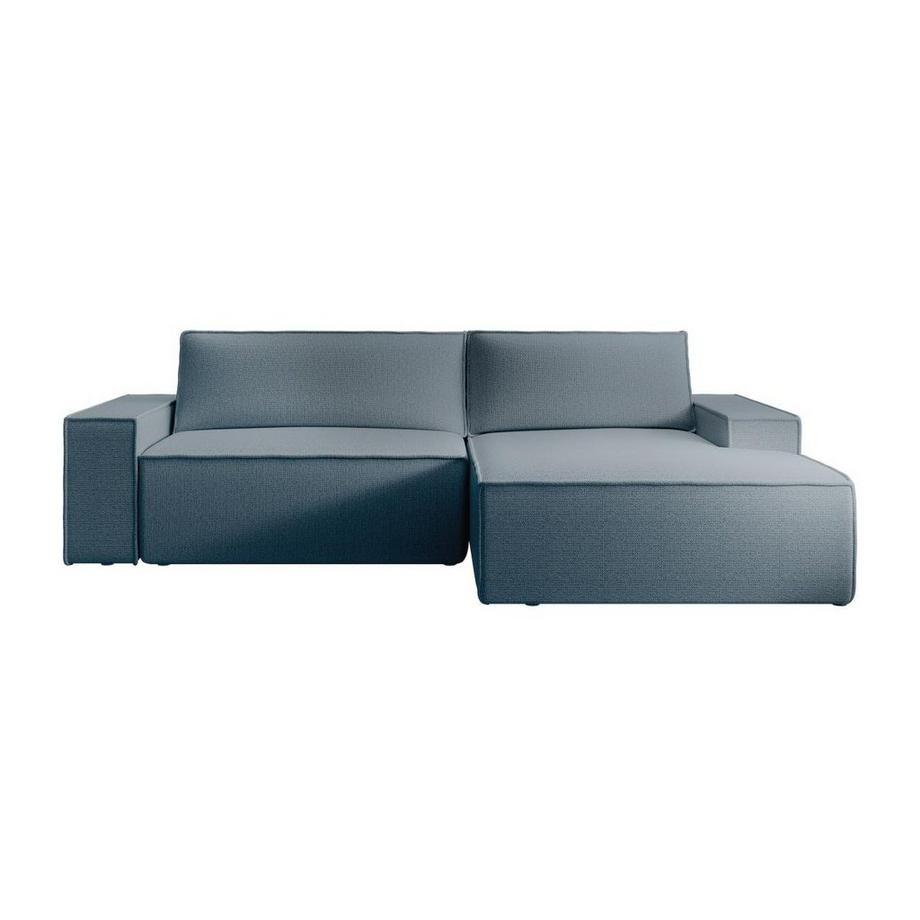 Vente-unique Ecksofa mit Schlaffunktion - Ecke rechts - Strukturstoff - Blau - AMELIA  